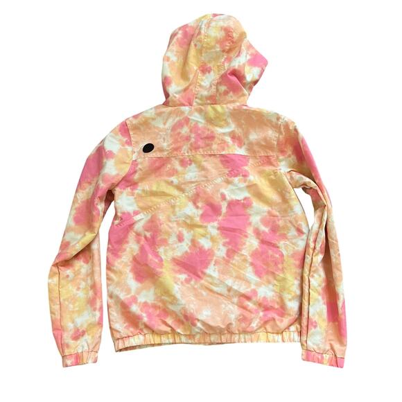 Volcom Enemy Stone Windbreaker Hooded Pink Orange Tie Dye - Picture 7 of 11
